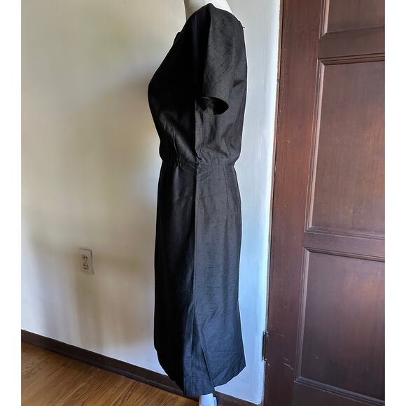 50s Vintage Black Short Sleeve Sheath Cocktail Dress Wiggle dress | Size Small - Picture 4 of 8